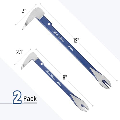 Bates- Pry Bar Nail Puller Set, 2 Pack, 8" & 12", Nail Puller Tool, Small Pry Bar