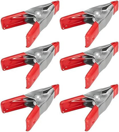 6-Pack 6-Inch Heavy Duty Spring Clamps – Metal Spring Clip Set with 2.5” Jaw Opening, Rubber Coated Handles & Tips – Strong Grip Clamps for Woodworking, DIY, Photography, Crafting