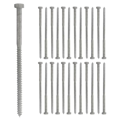 Conquest 1/4"-10 x 5 Lag Bolts, Hot Dip Galvanized, Coarse Threads Hex Head, Corrosion-Resistant for Outdoor, Wood, and Structural Projects (25 Pack) - size: 1/4"-10 x 5"