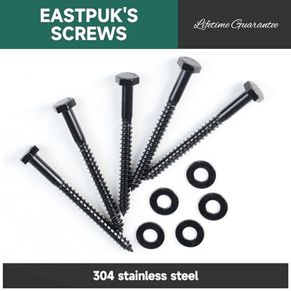 (20Sets) 1/4" x 1-1/4" Hex Head Lag Bolts, Heavy Duty Lag Screws with Washers, 304 Stainless Steel, 1/4 Bolt for Wood, Fully Thread, Black Oxided - size: 1/4" x 1-1/4"