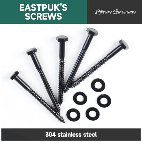 (10Sets) 3/8" x 2-1/2" Hex Head Lag Bolts, Heavy Duty Lag Screws with Washers, 304 Stainless Steel, 3/8 Bolt for Wood, Partial Thread, Black Oxide - size: 3/8" x 2-1/2"