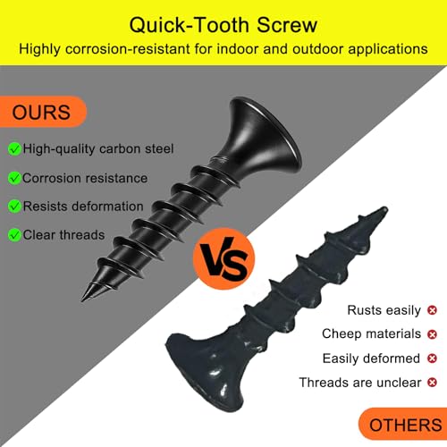 #7 x 3/4" Black Drywall Screws for Wood, Flat Head Self Tapping (100Pcs) - size: #7 x 3/4" (100Pcs)