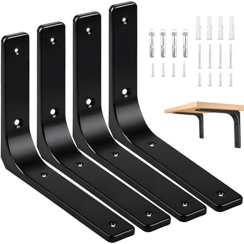 10 x 8 Inch Metal Shelf Bracket, Heavy Duty Shelf Support Bracket - size: 10 x 8 Inch (4 PCS)