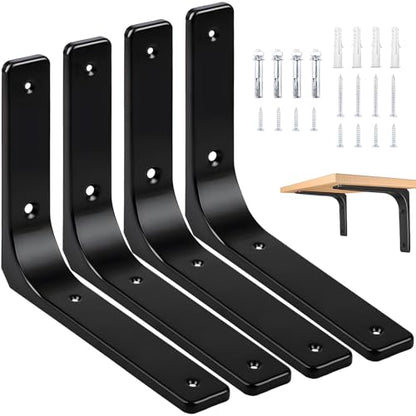 10 x 8 Inch Metal Shelf Bracket, Heavy Duty Shelf Support Bracket - size: 10 x 8 Inch (4 PCS)