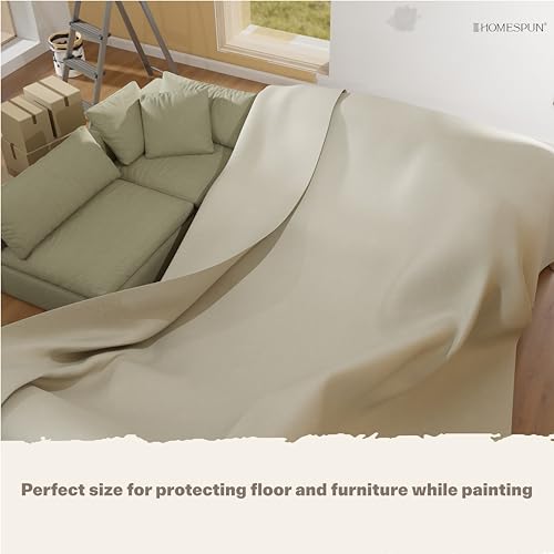 HOMESPUN Reusable Heavy-Duty Absorbent Canvas Drop Cloth 12 x 9 ft - size: 12 ft x 9 ft