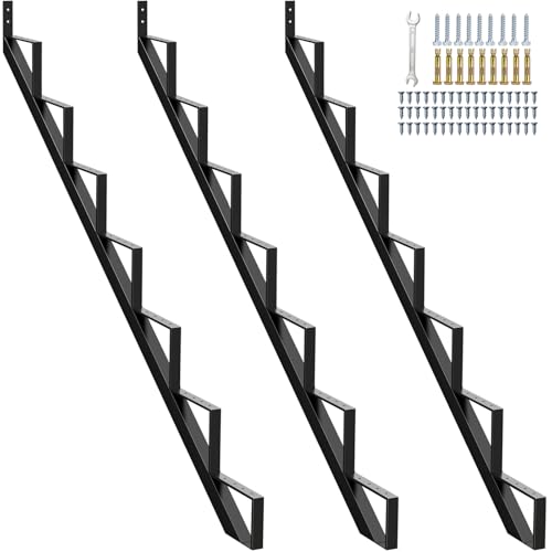 Steel Stair Riser 7 Step 3 Pack, 57" H Metal Stair Stringers for Deck - size: 7 Step