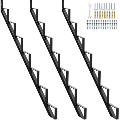 Steel Stair Riser 7 Step 3 Pack, 57" H Metal Stair Stringers for Deck - size: 7 Step