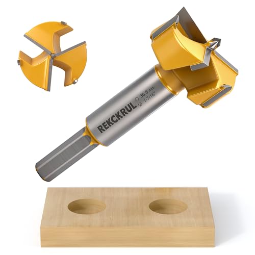 1-7/16" | 36.5mm Triple Flute Tungsten Carbide Forstner Drill Bit (Hex) - size: 1-7/16" | 36.5mm