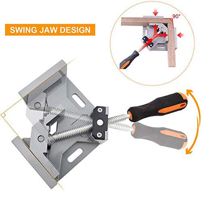 2 Pack Right Angle Clamp - 90 Degree Clamps for Woodworking, Single Handle Aluminum Alloy Corner Clamp with Adjustable Swing Jaw for Welding, Wood-Working, Drilling, Crafting Project - style: 2-Pack