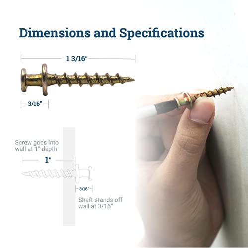 PHS Gold Bear Claw Hanger Screws, Holds 30 lb, 30 Pack for Drywall - color: Gold, size: 30 Pack