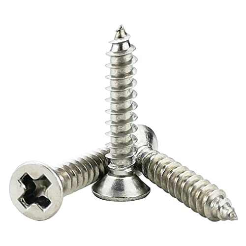 200PCS #4 x 5/8" Wood Screws, 18-8 (304) Stainless Steel Flat Head Phillips Self Tapping Sheet Metal Screws (1/4" to 1" Available) - size: 200PCS #4 x 5/8"