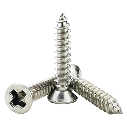 200PCS #4 x 5/8" Wood Screws, 18-8 (304) Stainless Steel Flat Head Phillips Self Tapping Sheet Metal Screws (1/4" to 1" Available) - size: 200PCS #4 x 5/8"
