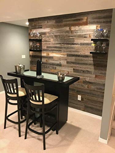 Rockin' Wood Real Wood Nail Up Application Rustic Reclaimed Naturally Weathered Barn Wood Accent Paneling Board Planks for Home Walls (23 Square feet) - size: 23 Square Feet