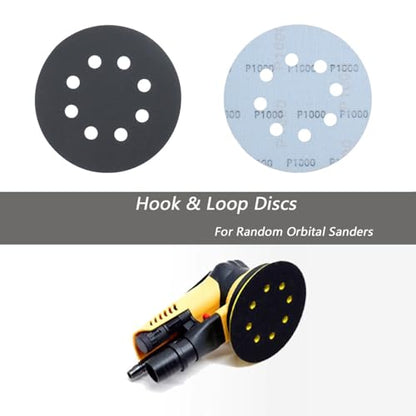 40 Pcs 5 Inch 8 Hole 1000 Grit Wet and Dry Sanding Discs, Round Hook and Loop Disc Sandpaper for Random Orbital Sanders - style: 1000 Grit