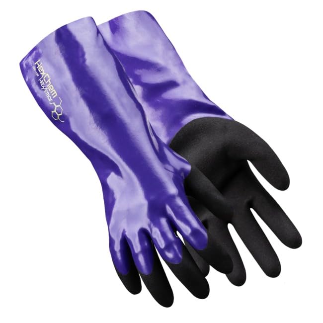 HexArmor | Chemical and Liquid Resistant Long Cuff Saftey Gloves | HexChem Series - color: Hexchem 7041, A4 Cut, Fluid and Checmical Resistant, size: Small