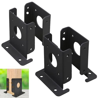 4Pcs Adjustable 4x4 Wood Fence Pergola Post Base Brackets kit Heavy Duty Post Anchor Base Brackets for Deck Railing Mailbox