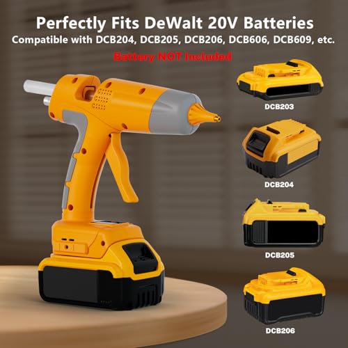 DTEZTECH Cordless Hot Glue Gun Compatible with DeWalt 20V Max Battery