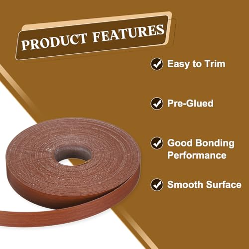 uxcell 7/8 Inchx25ft Wood Veneer Edge Banding Pre-Glued Flexible - size: 7/8 Inch x 25ft