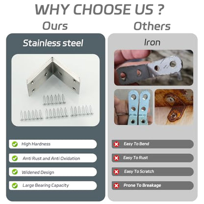 Alise 4Pcs Stainless Steel L Brackets Heavy Duty for Wood Furniture,Brushed - color: Brushed Nickel, size: 65x65MM