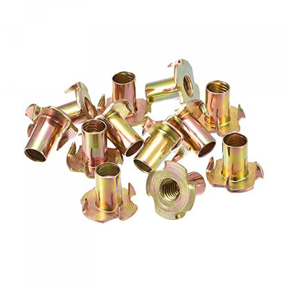 uxcell M8x16mm T-Nuts 4 Pronged Tee Nut Carbon Steel Threaded Inserts for Wood 24pcs - size: M8x16mm