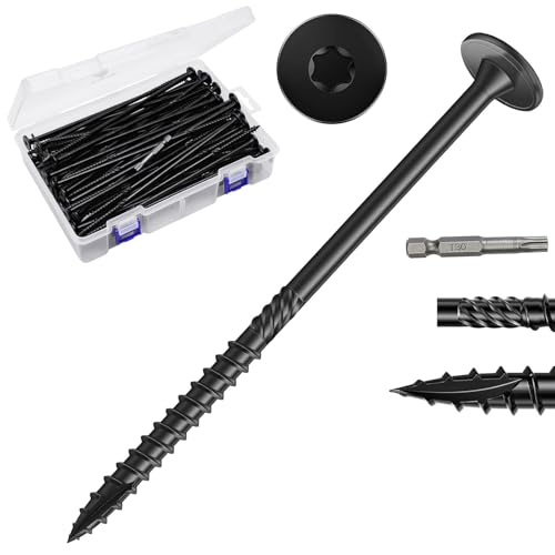 #14×8Inch Heavy Duty Outdoor Structural Screws, Rustproof Deck Screws, Star Driven Epoxy Wood Screws with T30 Drill Bit, No Pre-Drilling Required, for Woodworking Projects, 30Pcs - size: #14×8in