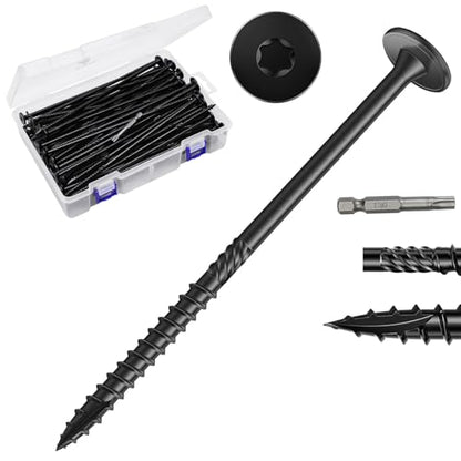 #14×8Inch Heavy Duty Outdoor Structural Screws, Rustproof Deck Screws, Star Driven Epoxy Wood Screws with T30 Drill Bit, No Pre-Drilling Required, for Woodworking Projects, 30Pcs - size: #14×8in
