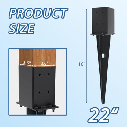 2 Pcs 22" 4"x 4‘’ Fence Post Anchor Ground Spike(Fit3.6"x 3.6")Post