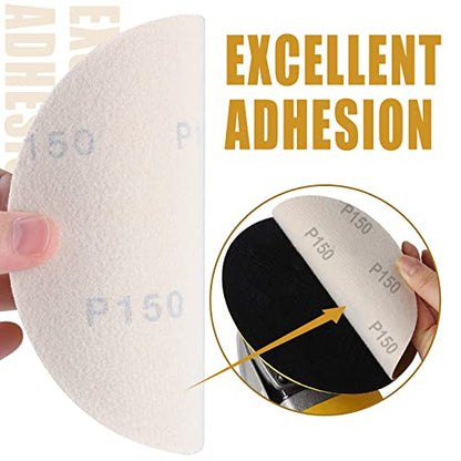 6-Inch No-Hole Hook and Loop Gold Sanding Discs 150-Grit, 100 Pack - size: 150 Grit