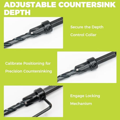 Countersink Drill Bit Set, 16PCS M2 Cobalt Woodworking Tool Set
