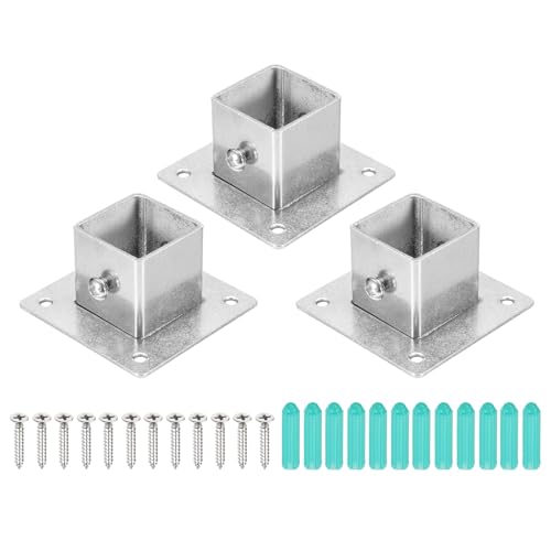 uxcell 3Pcs Square Post Base for 1.2x1.2 Posts Fittings, 1.9mmT Stainless Steel Flange Bases Deck Post Brackets Heavy Duty for Deck Fence Railing Handrail Mounting - size: 1.2" x 1.2"