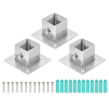 uxcell 3Pcs Square Post Base for 1.2x1.2 Posts Fittings, 1.9mmT Stainless Steel Flange Bases Deck Post Brackets Heavy Duty for Deck Fence Railing Handrail Mounting - size: 1.2" x 1.2"