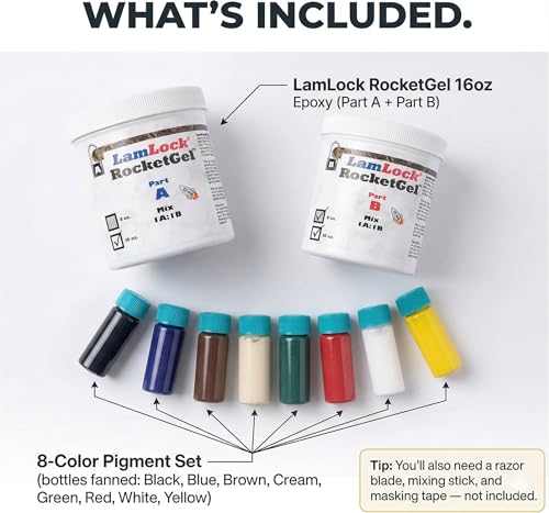 RocketGel 25 Minute Professional Epoxy Countertop Kit for Granite, Tile, and Quartz Countertop Repair Kit, Tile Crack Repair, Chips and Fills Epoxy Grout - style: 16 Oz with Coloring Tint