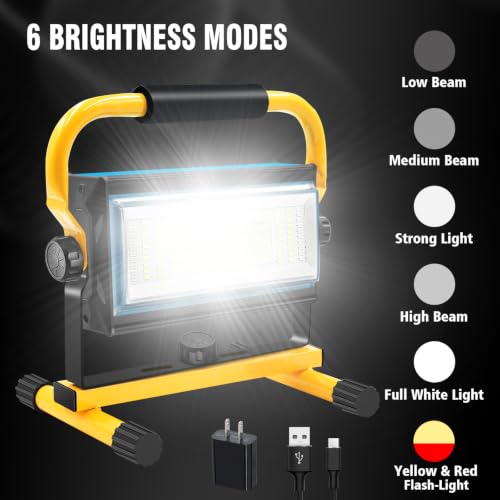TRESDA 7000LM Rechargeable LED Work Light, 100W Portable Flood Light