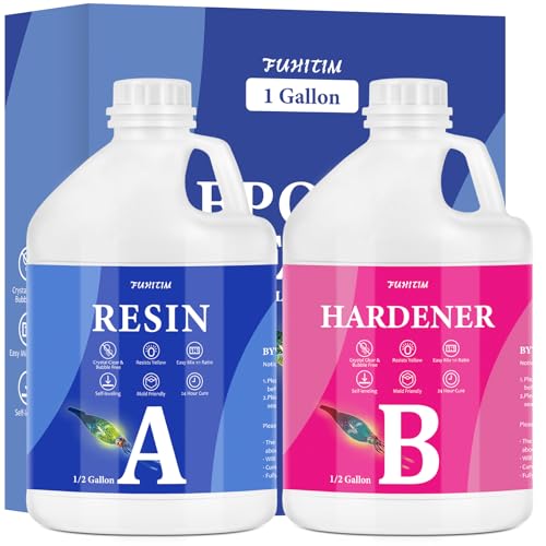 Epoxy Resin 1 Gallon - Crystal Clear Epoxy Resin Kit - Self-Leveling, High-Glossy, No Yellowing, No Bubbles, Perfect for Crafts, Table Tops, DIY 1:1 Ratio - color: 1 Gallon.