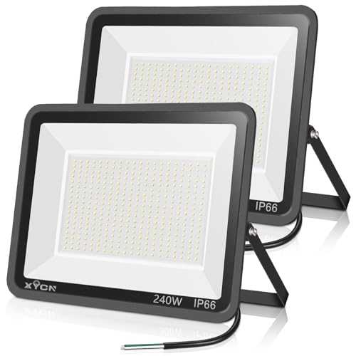 XYCN 2 Pack 240W LED Flood Lights,100-277V IP65 Waterproof 5000K Daylight 1700 watt Equivalent 36500LM Super Bright Outdoor LED Arena Lights Commercial Lighting for Stadium,Backyard, Parking lot etc - color: 240W 2pack led flood light