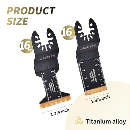 LONGTERM 32-Piece Oscillating Multi-Tool Blade Set, Quick-Release OIS, for Wood/Nails/PVC/Drywall & Thin Metal - style: 32PC-Black Carbide