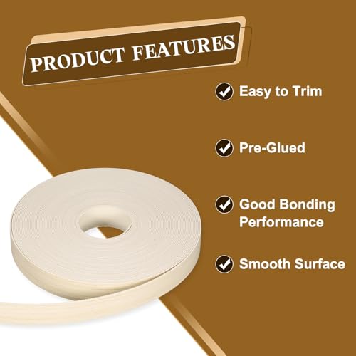 uxcell 7/8 Inchx50ft Wood Veneer Edge Banding Pre-Glued Flexible - size: 7/8 Inch x 50ft