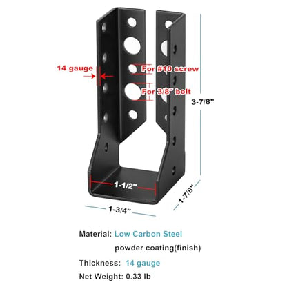 GBGS 6 Pack 2x6 Concealed Joist Hangers,14 Gauge,Black