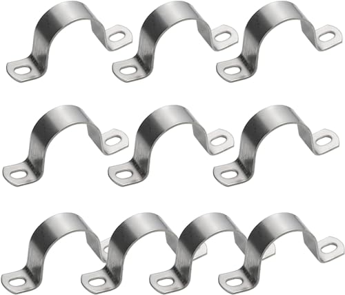 AKIHISA 10 Pcs 3 Inch Heavy Duty 2 Hole U-Tube Strap Clamp,Stainless Steel-304 Rigid U-Bracket Pipe Strap Clamp(ID 76mm) - size: 3in/76mm 10Pack