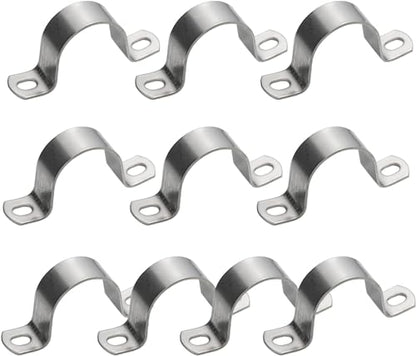 AKIHISA 10 Pcs 3 Inch Heavy Duty 2 Hole U-Tube Strap Clamp,Stainless Steel-304 Rigid U-Bracket Pipe Strap Clamp(ID 76mm) - size: 3in/76mm 10Pack