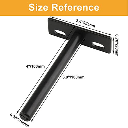 4 Inch Floating Shelf Bracket, 4 Pcs, Black - size: 4 Inch