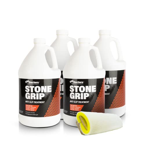 Stone Grip Industrial Non-Slip Floor Treatment for Tile and Stone to Prevent Slippery Floors. Indoor/Outdoor, Residential/Commercial, Works in Minutes for Increased Traction (4 Gallon) - style: 4 Gallon