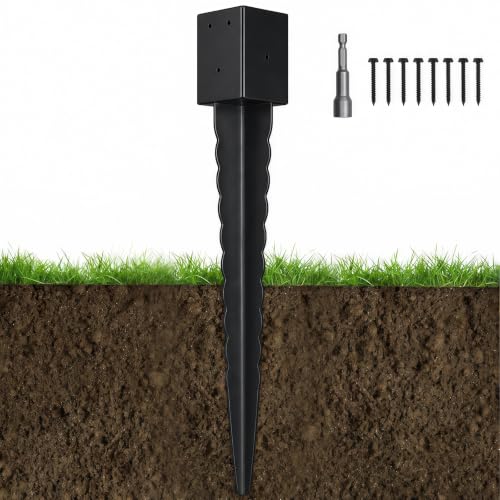 1Pcs 36"Fence Post Anchor Ground Spike| Black Powder-Coated| 4"x4" - size: 36"