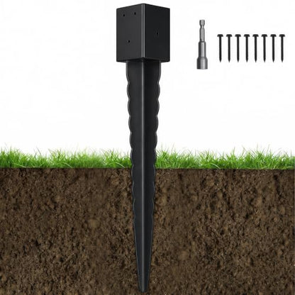 1Pcs 36"Fence Post Anchor Ground Spike| Black Powder-Coated| 4"x4" - size: 36"