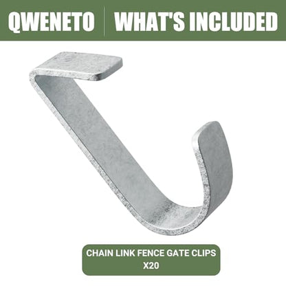 Chain Link Fence Clips, 1‑3/8" Gate Clips for Fence, 20 PCS - size: 1-3/8-20pack