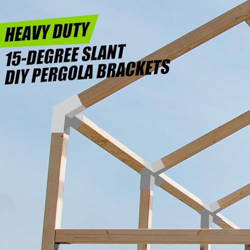 15 Degree Pergola bracket kit 4x4,4-Way Right Angle Corner Bracket Woodworks Pergola kit For Wood Beam (Actual: 3.5"x3.5'') Outdoor Gazebos,Patio Pergolas,Log Cabins With Screws(White,1Pack)