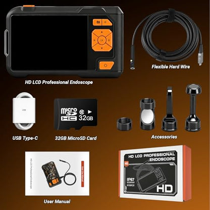 Dual Lens Endoscope Camera with Light, 1080P Borescope