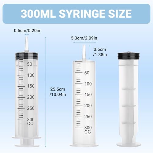 300ml Large Syringe, 5-pack Plastic Syringes for Liquid with Tip Adapter - style: 300 ML