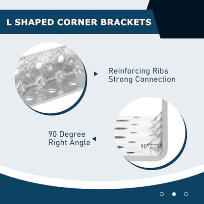 4Pcs L Brackets for Wood Galvanized, Heavy Duty 90 Degree Corner Brace 7.1x2.1x2.1in, Anti-Rust and Reinforcing Right Angle Bracket, 2.8mm Thickness - size: 7.1x2.1x2.1in