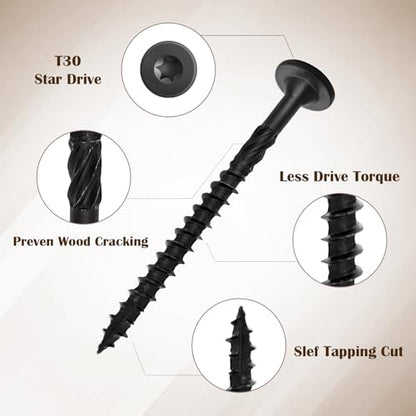 4-1/2 Inch Structural Wood Screws Black 50Pcs - color: Black, size: #14×4-1/2"